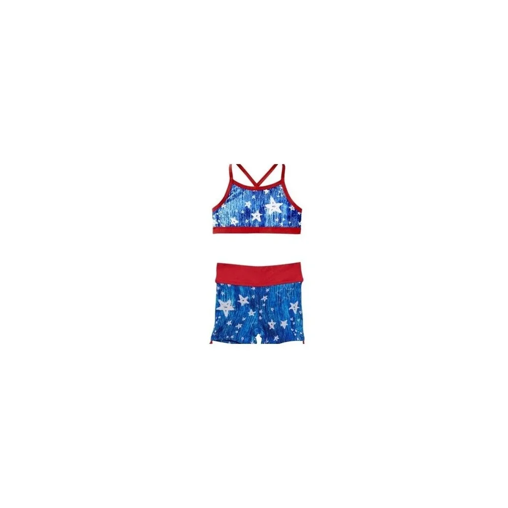 TYR‎ Kids Two Piece Swimsuit Size Small 6X Twinkle USA Patriotic UPF 50+ NEW